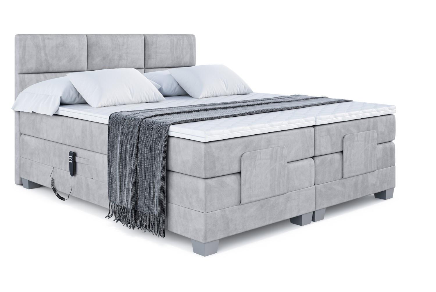 BOXSPRINGBETT elektrisch verstellbar mit 2 Matratzen H4/Taschenfederung PROT EL 140 x 200 Grau - Grau, Holzwerkstoff (147/200cm) - ALTDECOR