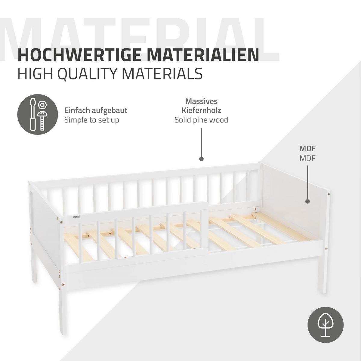 KINDERBETT 70x140 cm Weiß - Weiß, Holz (70/140cm) - ML-DESIGN