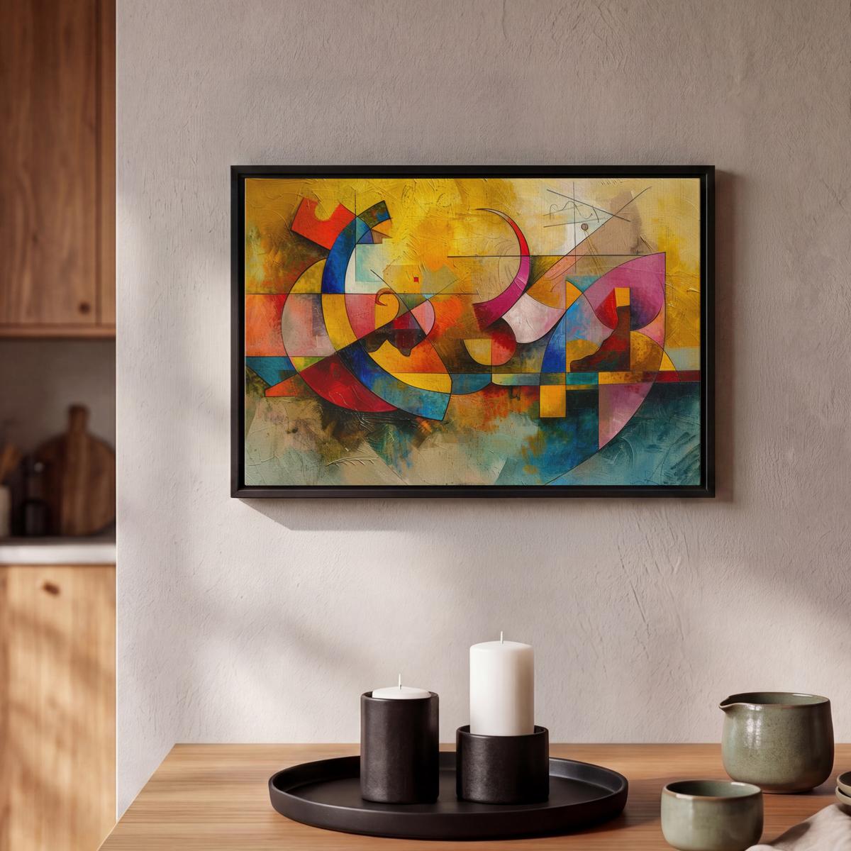 LEINWAND Bilder mit Rahmen - Kunst - Abstrakt - Modern - 30x20 - Gelb, Textil (30/20cm) - MuchoWow