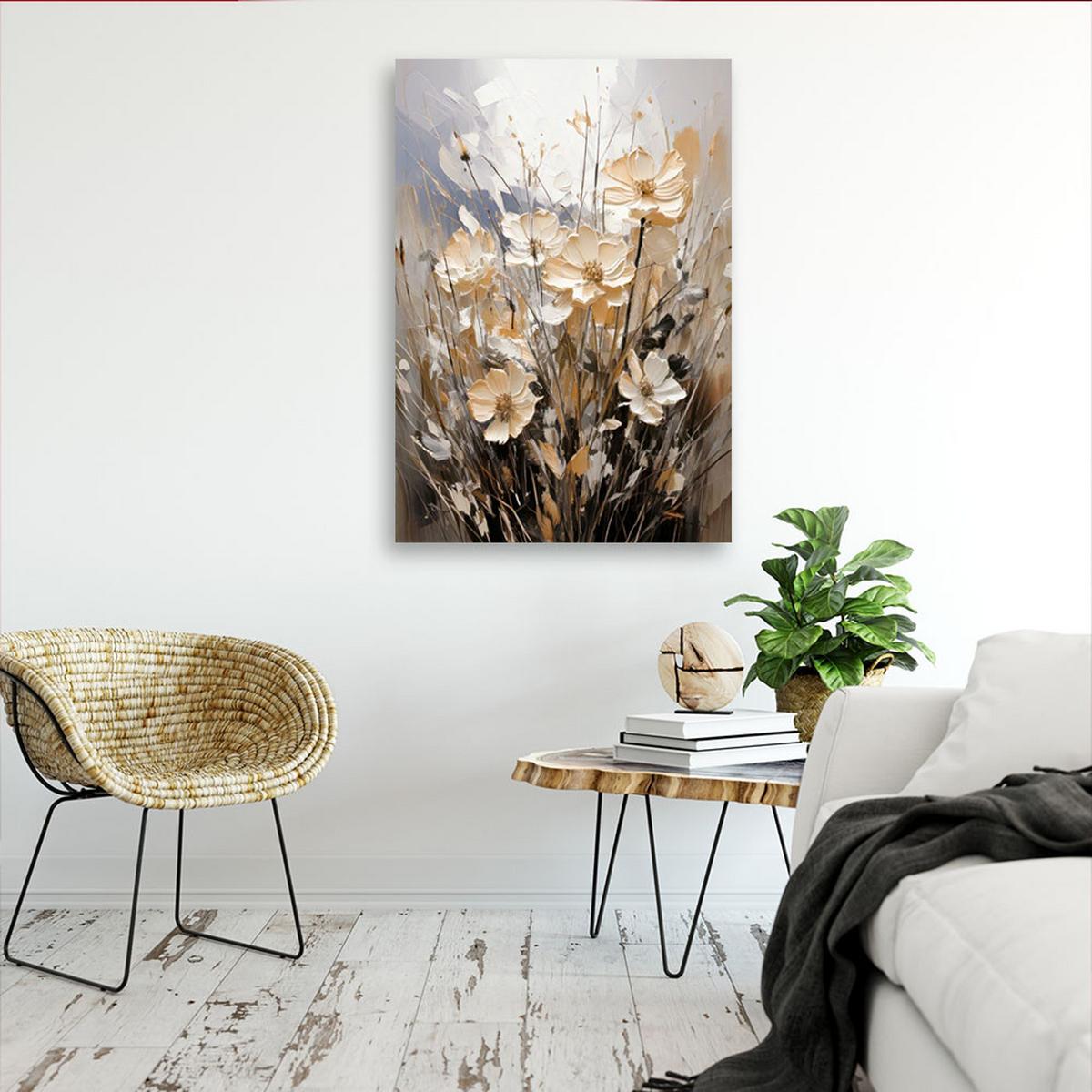 LEINWANDBILD Blumen 60x90cm - Beige, Textil (60/90cm) - Feeby