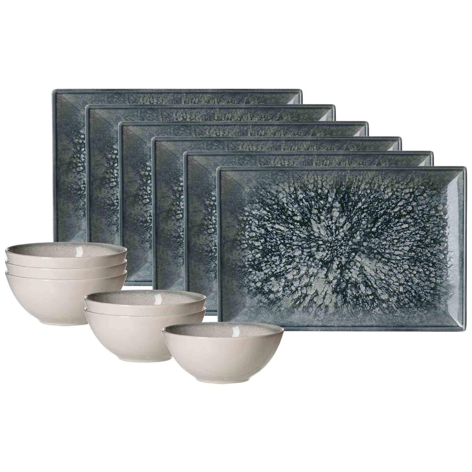 BRUNCH-SET Grana blau-grau 12-tlg. - Blau/Grau, Keramik (2/2/2cm) - Ritzenhoff Breker