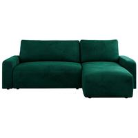 ECKSOFA ARGOS Dunkelgrün Velours - Dunkelgrün/Schwarz, Kunststoff/Textil (245/150cm) - MKS