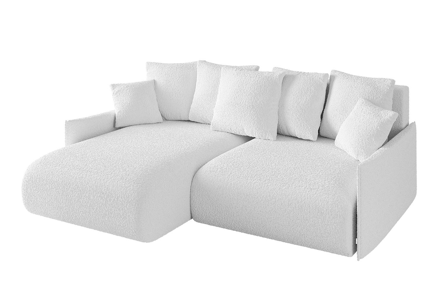 ECKSOFA Ottomane links ONESK-L -v1 216x177x72 Weiß Bouclé - Weiß, Holzwerkstoff/Kunststoff (216/177cm) - ALTDECOR