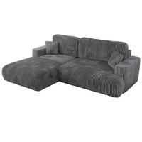 ECKSOFA OVO L Dunkelgrau Cord - Links Seite - Dunkelgrau/Schwarz, Kunststoff/Textil (271/195cm) - MKS
