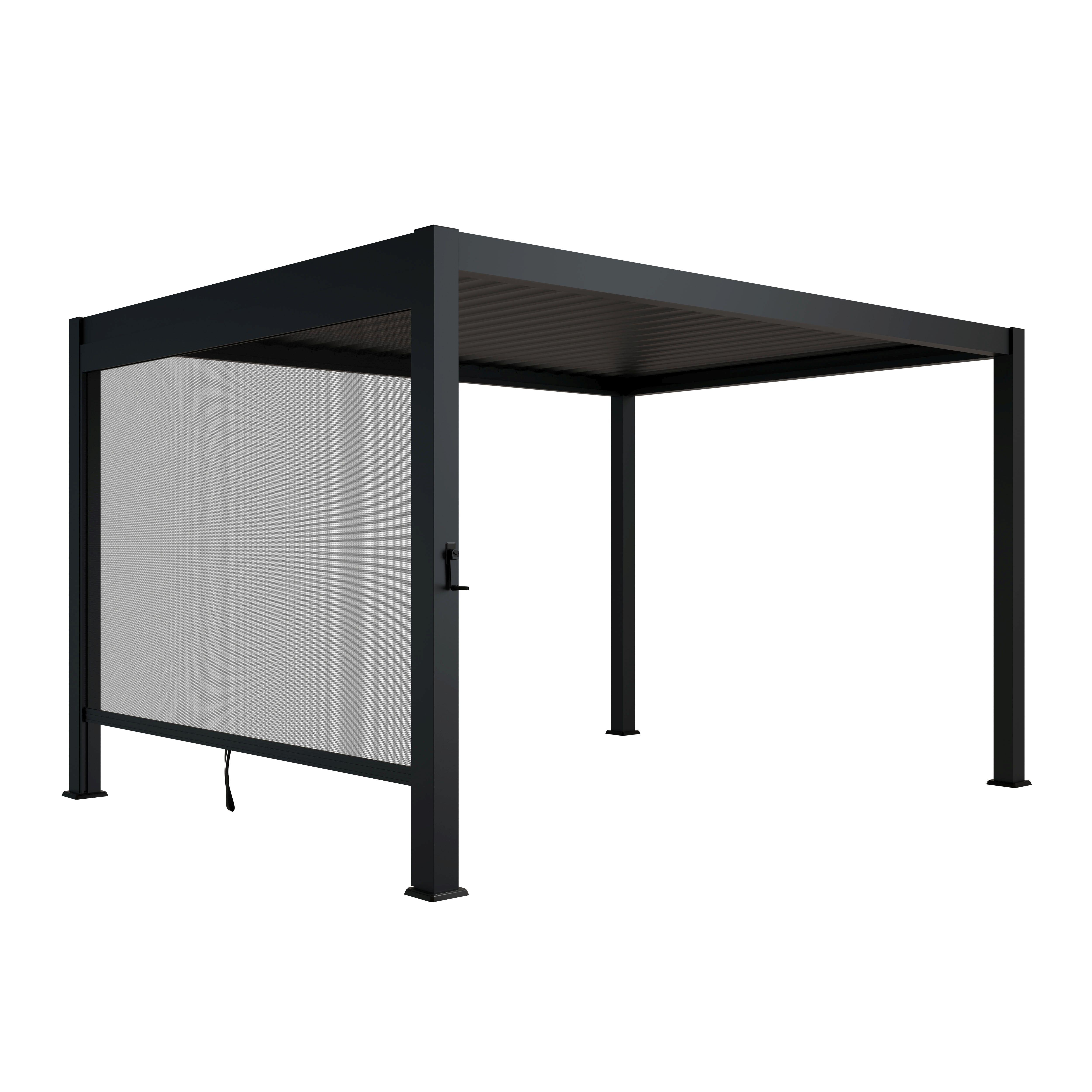 LAMELLENDACH Tahiti mit Seitenwand 3x4 m anthrazit - Anthrazit, Metall (300/240/400cm) - Juskys