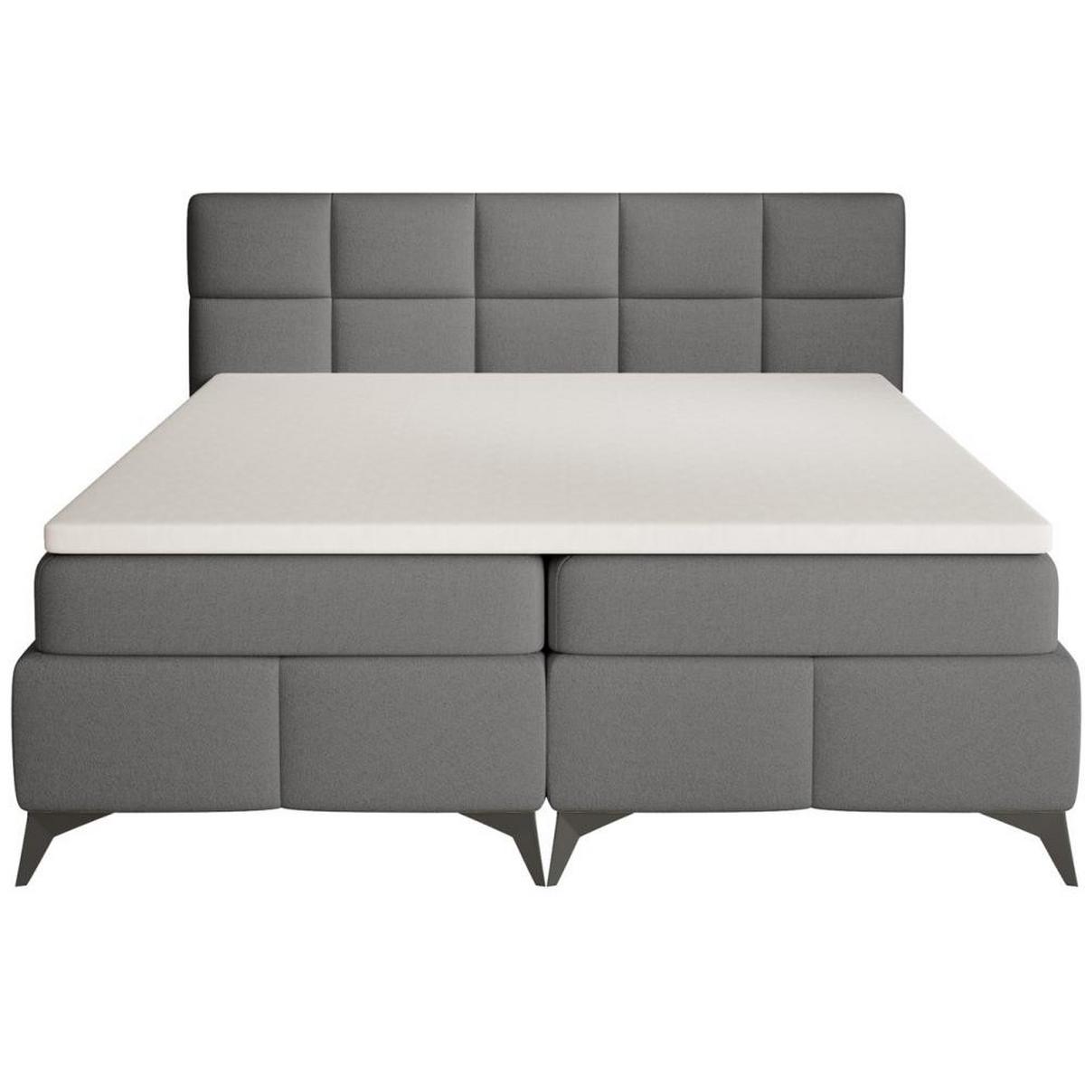 BOXBETT Solido mit Bettkasten 160x200 cm dunkelgrau - Dunkelgrau/Schwarz, Textil/Metall (160/200cm) - Beautysofa