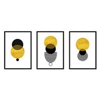 POSTER Set Mit 3 Geometrisch Sonnenfinsternis A3 Schwarzer Rahmen - Schwarz, Papier (29.7/5/42cm) - Nacnic