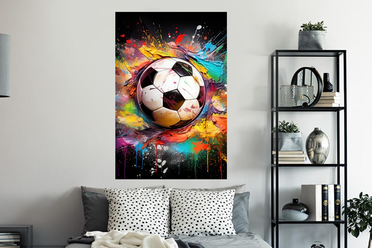 WANDTATTOO Fußball - Farbe - Farben - Schwarz - Weiß Wandaufkleber 80x120 cm - Weiß, Kunststoff (80/120/0.1cm) - MuchoWow