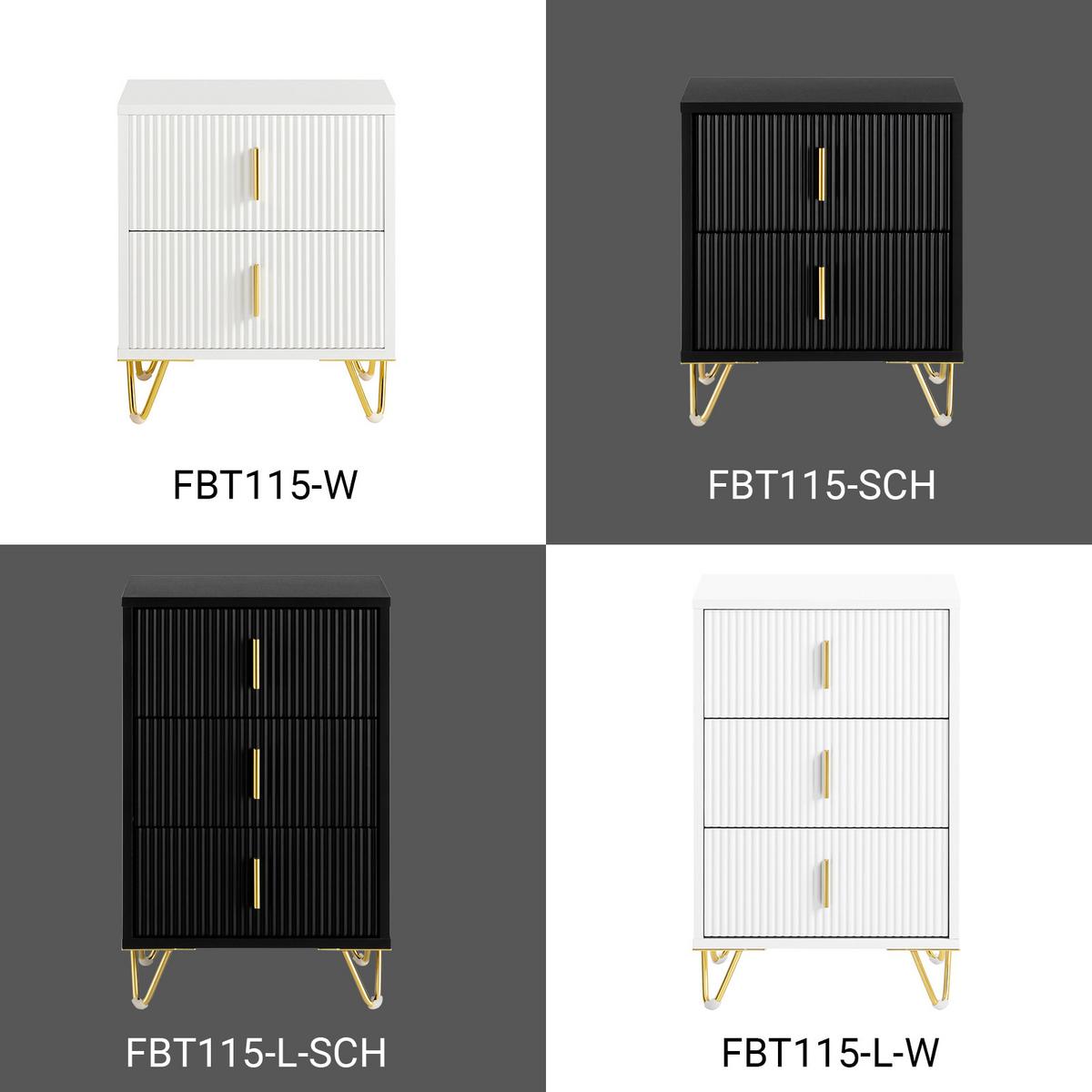 NACHTTISCH mit 2 Schubladen, Weiß, 40x47x40cm - Weiß, Holzwerkstoff/Metall (40/47/40cm) - SoBuy