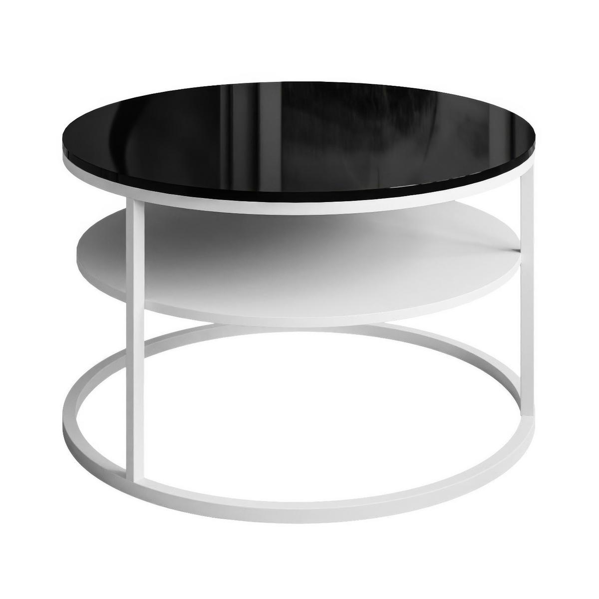 COUCHTISCH CIRI mit Regal Hochglanz - Schwarz/Weiß, Holzwerkstoff (70/70/48.6cm) - Lookway
