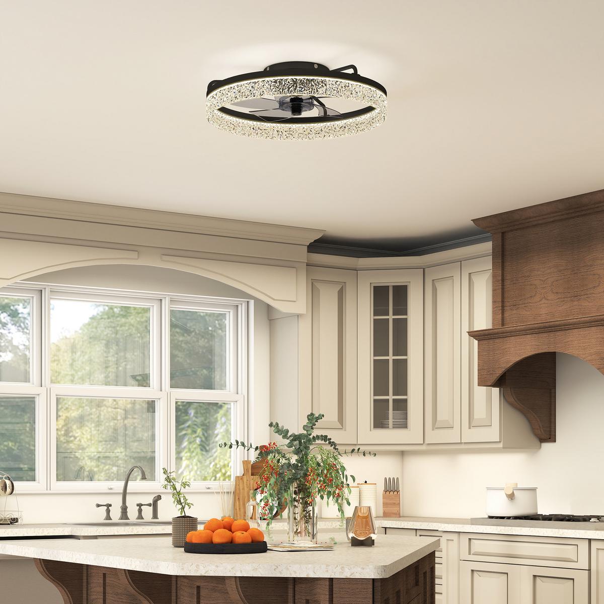 DECKENVENTILATOR-MIT-BELEUCHTUNG Stahl Schwarz - Schwarz, Metall (50/50/14cm) - HOMCOM