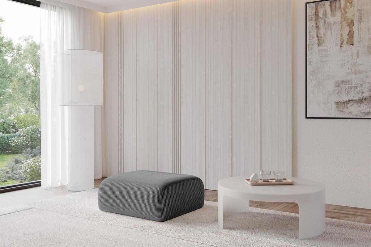 POUF MIRA-PUF 91x89x40 Dunkelgrau cm Cord Modular Sitzhocker - Dunkelgrau/Graphitfarben, Holzwerkstoff/Kunststoff (91/40/89cm) - ALTDECOR