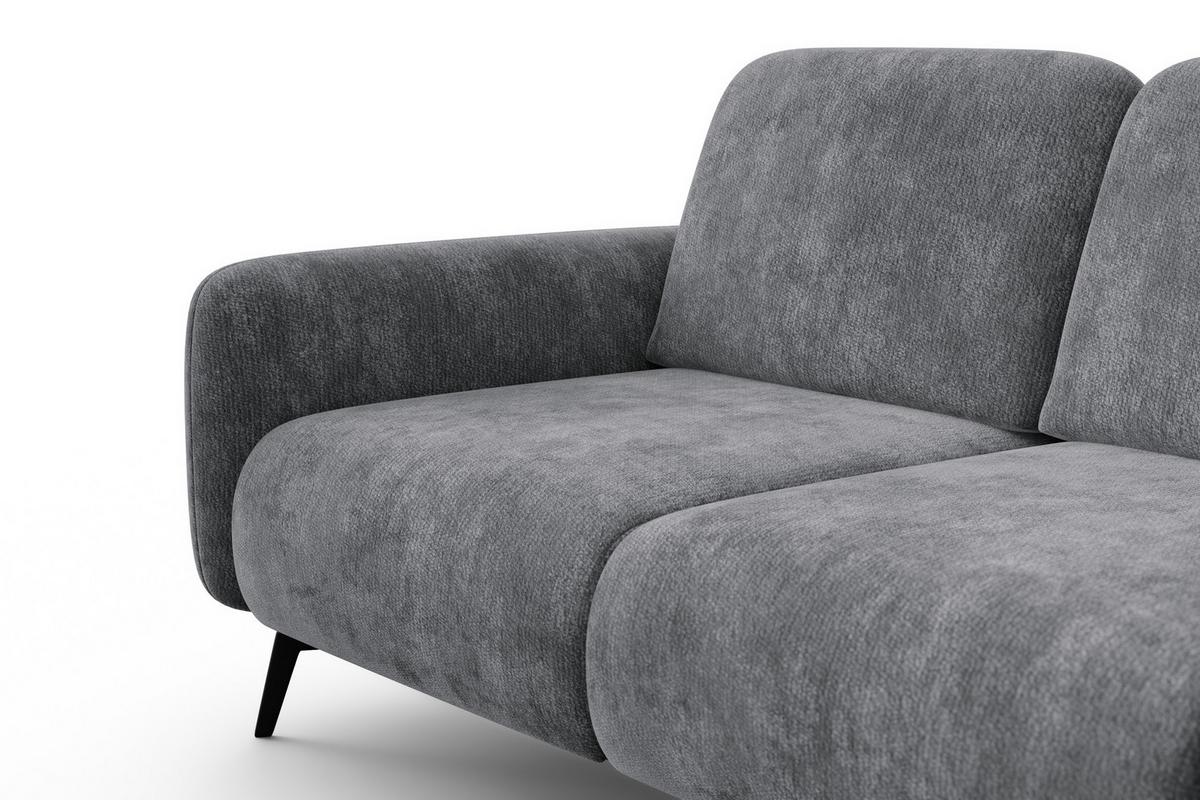 SOFA FEBE 2-Sitzer, grauer Chenille-Stoff - Schwarz/Grau, Holz/Textil (160/82/96cm) - Wozimo