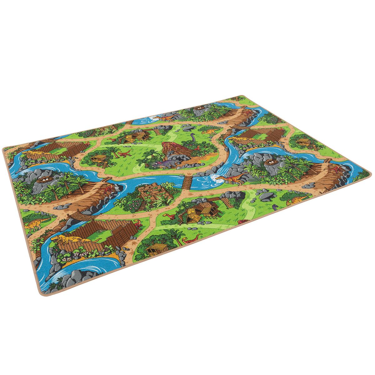 KINDER SPIEL STRASSEN TEPPICH DINO WELT - Grün, Textil (200/200cm) - Snapstyle