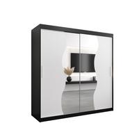 SCHWEBETÜRENSCHRANK 200/200/62 2-türig - Silberfarben/Schwarz, Holz/Kunststoff (200/200/62cm) - MÖBEL KRYSPOL
