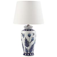 TISCHLAMPE Porzellan Weiß/Blau Bijela - Blau/Weiß, Keramik (33/33/58cm) - Beliani
