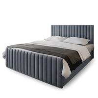 BOXBETT ARION 200x200 cm mit Matratze und Topper, H2+H3 - Grau - Grau, Holz (200/200cm) - MASSENO