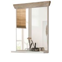 BADSPIEGEL Pinie weiß, Oslo Pinie Landhaus, Badspiegel mit Ablage, 60 x 72 cm - Weiß/Pinienfarben, Holzwerkstoff (60/72/15cm) - Furn.Design