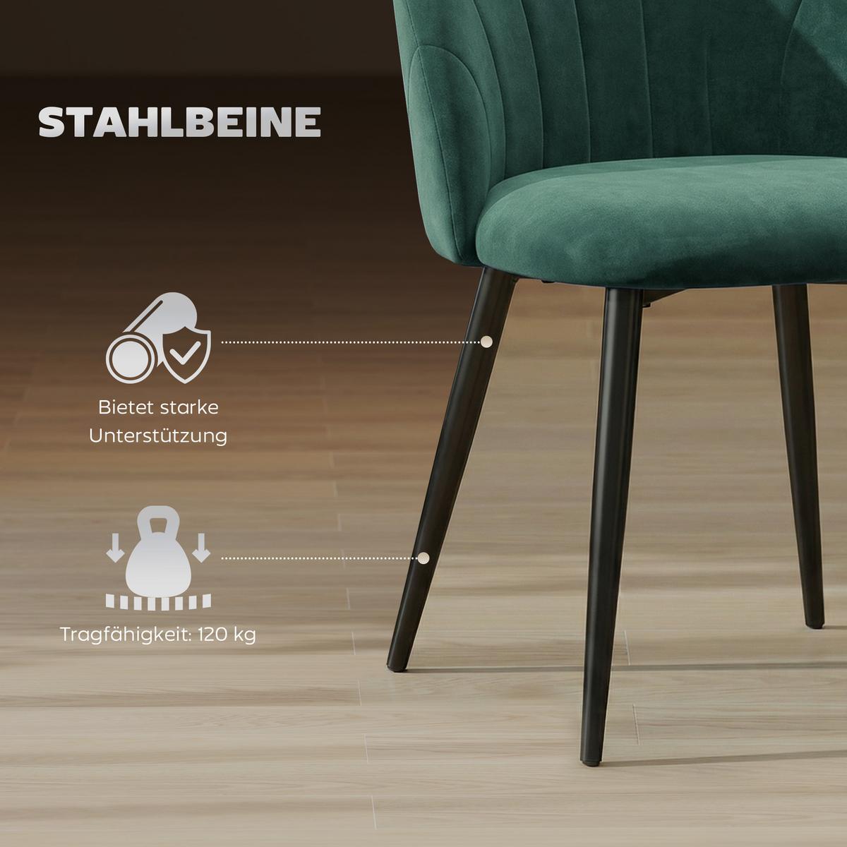ESSZIMMERSTÜHLE 2ER-SET Dunkelgrün - Dunkelgrün/Schwarz, Textil/Metall (52/79/54cm) - HOMCOM