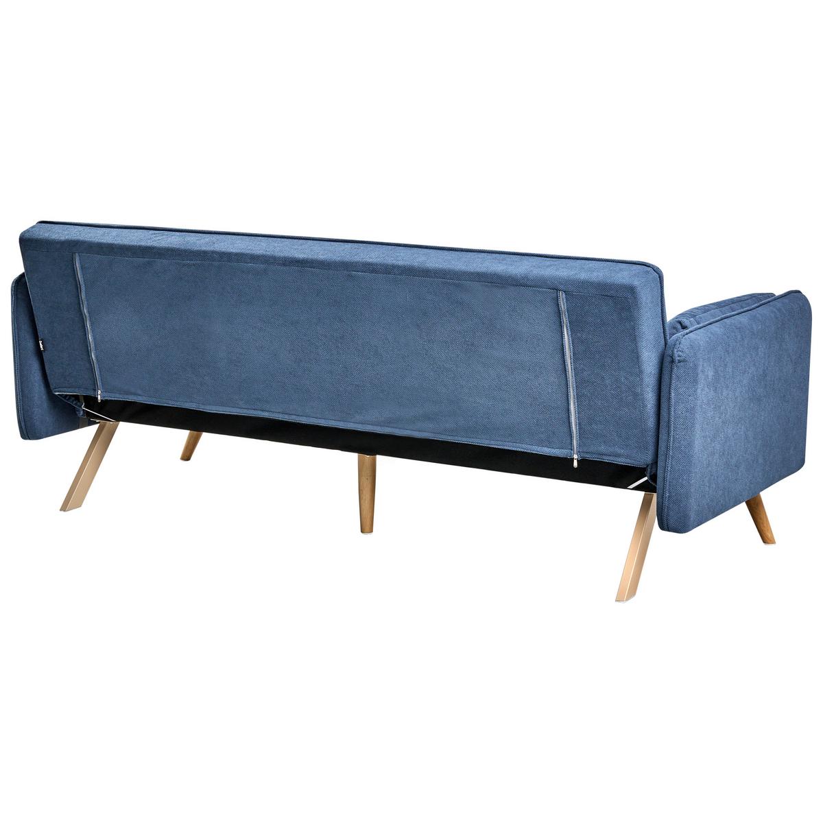 SCHLAFSOFA Stoff Blau Asaa - Blau/Braun, Textil (205/76/80cm) - Beliani