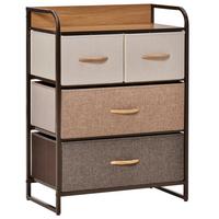 KOMMODE Leinen Metall Bunt - Multicolor/Naturfarben, Holz/Holzwerkstoff (29/78.5/58cm) - HOMCOM