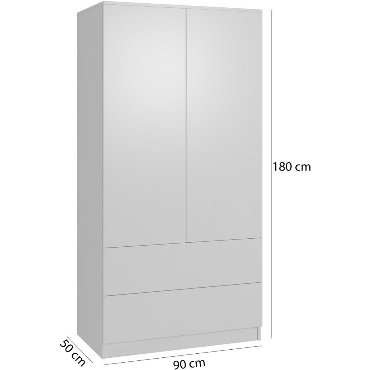 DREHTÜRENSCHRANK Classic mit 2 Türen, mit Schubladen, 90 cm, Weiß - Weiß, Textil (90/180/50cm) - Beautysofa
