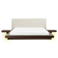 BETT mit LED 160x200 cm Dunkler Holzfarbton Zen - Dunkelbraun, Holzwerkstoff (160/200cm) - Beliani