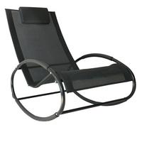SCHAUKELLIEGE mit Kopfkissen, Texteline + Metall, 105 x 62 x 88 cm, Schwarz - Schwarz, Metall (62/88/105cm) - Outsunny