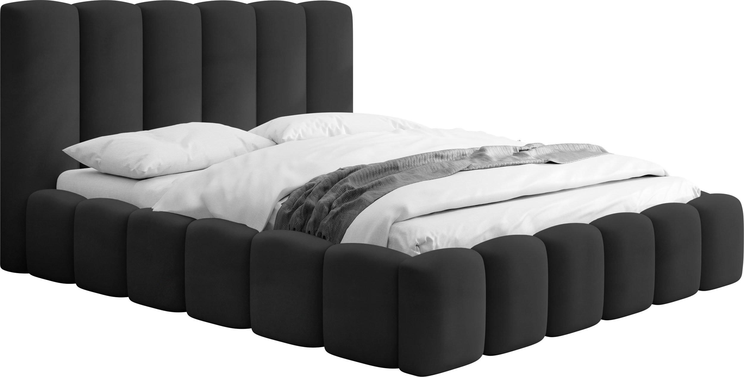 POLSTERBETT Serenity mit Bettkasten, Schwarz Samt 120x200 cm - Schwarz Hochglanz/Birkefarben, Holzwerkstoff/Kunststoff (120/200cm) - WFL GROUP