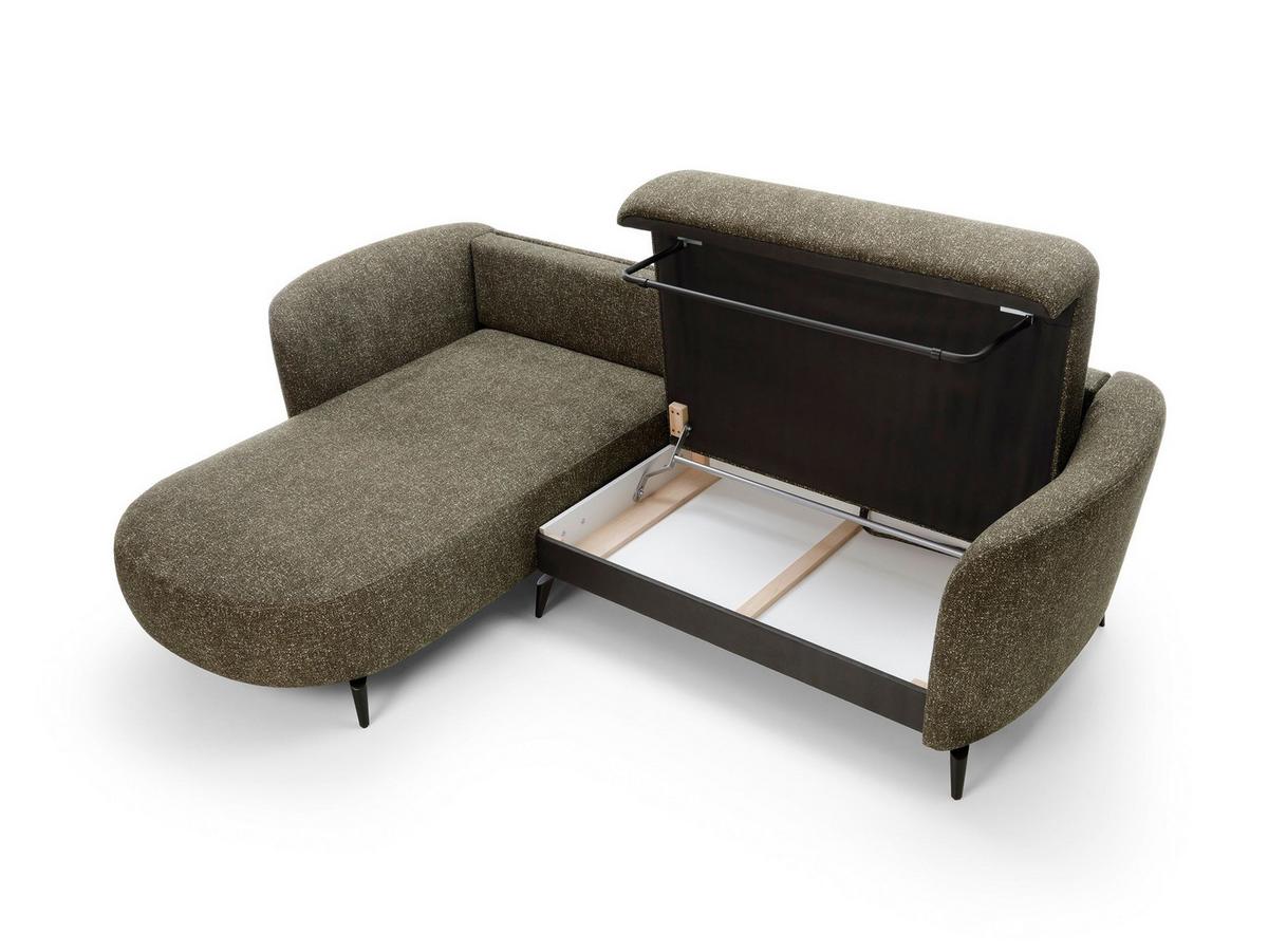 ECKSOFA VICO Grün Velours-Stoff mit Schlaffunktion - Grün, Holz (260/181cm) - MASSENO