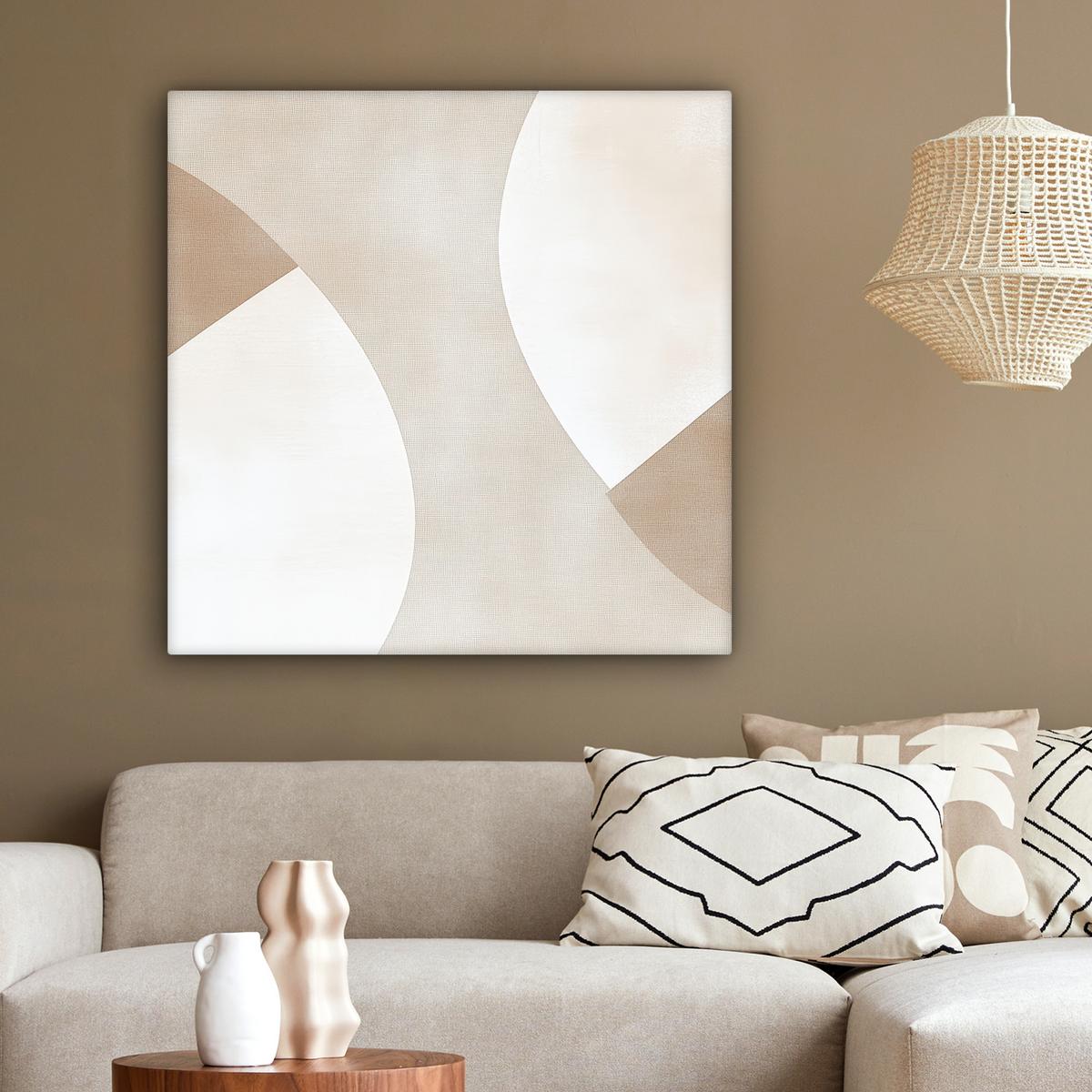 LEINWANDBILD Braun - Japandi - Abstrakt Deko Groß 90x90 cm - Sandfarben, Textil (90/90cm) - MuchoWow