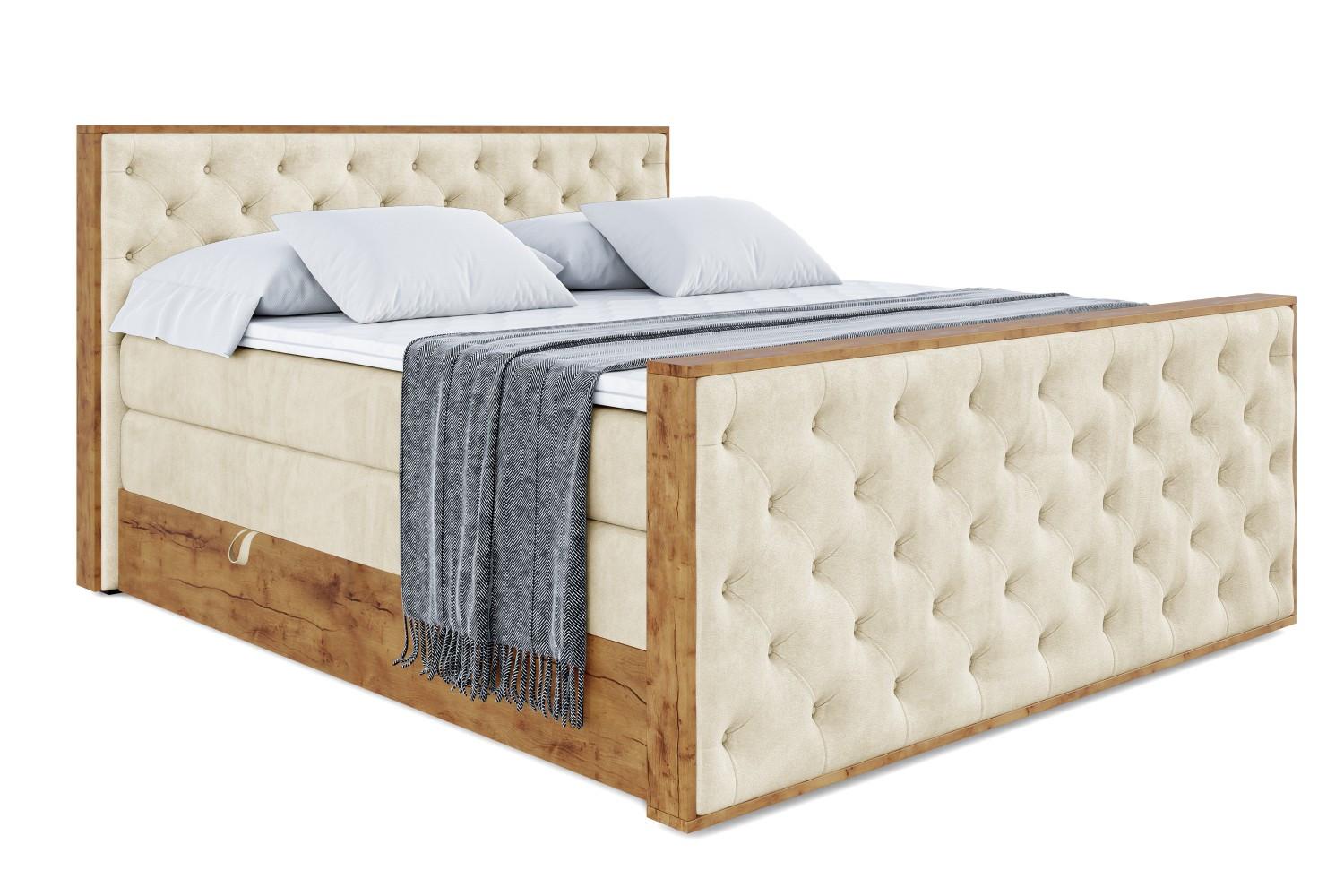 BOXSPRINGBETT mit Matratze H3|H4 und Lattenrost - LOLLI3-Z KING-180x200 - Beige Monolith - Beige, Holzwerkstoff (180/200cm) - ALTDECOR