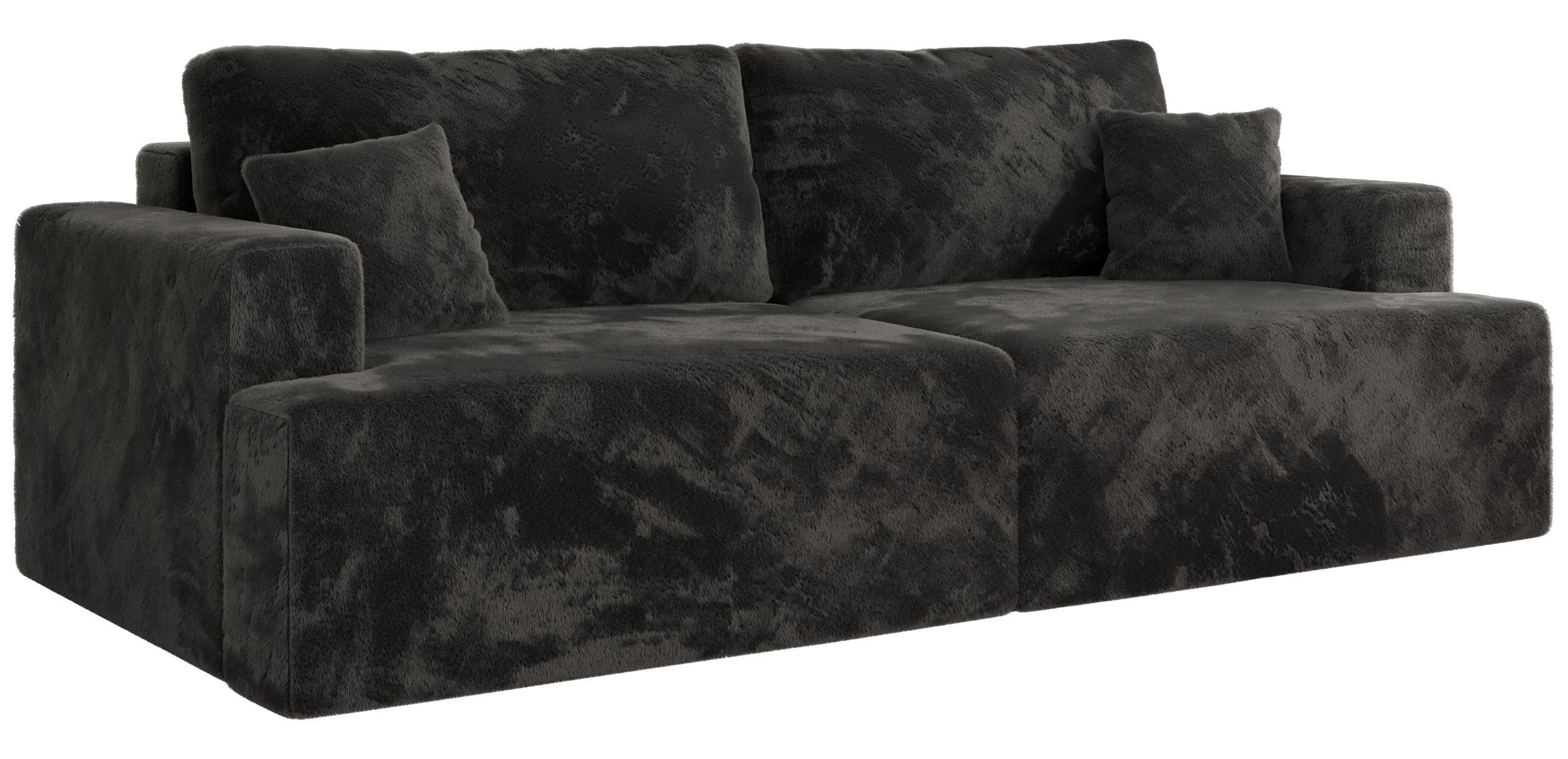 4-SITZER SOFA VIRELLA Dunkelgrau Plüsch - Dunkelgrau/Schwarz, Textil (240/88/115cm) - MKS