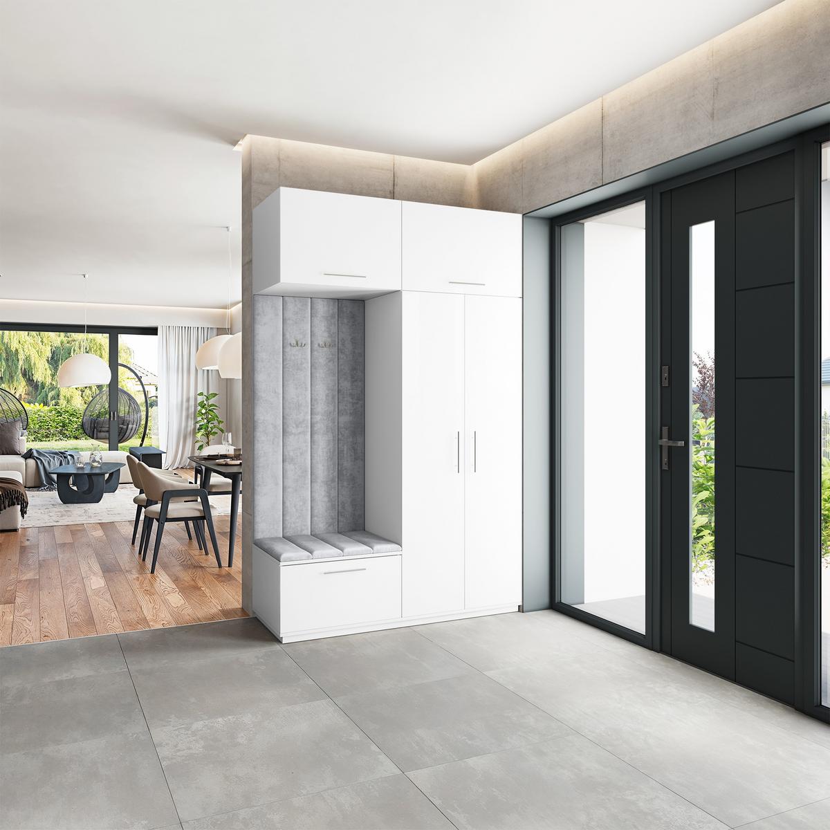 GARDEROBENSCHRANK REMA 150/240/60 cm Modern Weiß - Hellgrau/Weiß, Holzwerkstoff (150/240/60cm) - MASSENO