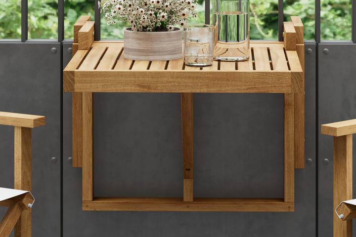 Balkonset Tisch zum Hängen Echtholz Akazie geölte Oberfläche