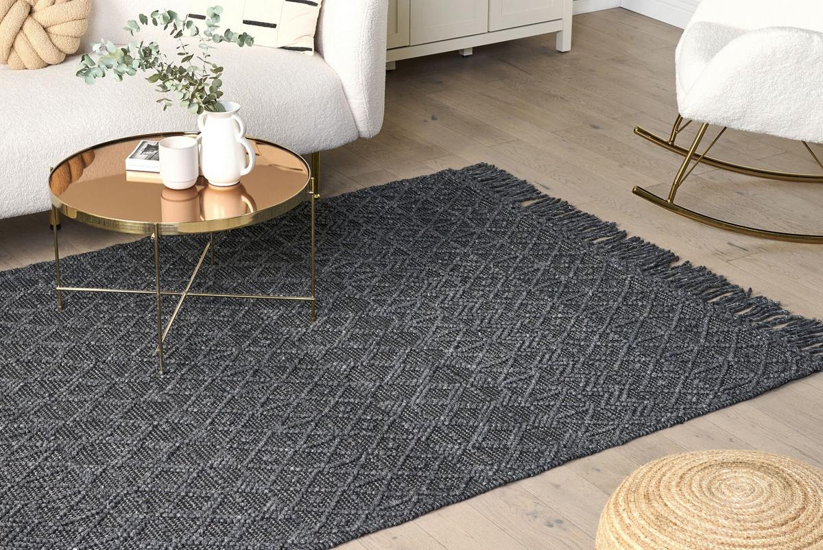 KURZFLOR-TEPPICH Alucra 230/160 cm - Schwarz, Textil (160/230cm) - Beliani