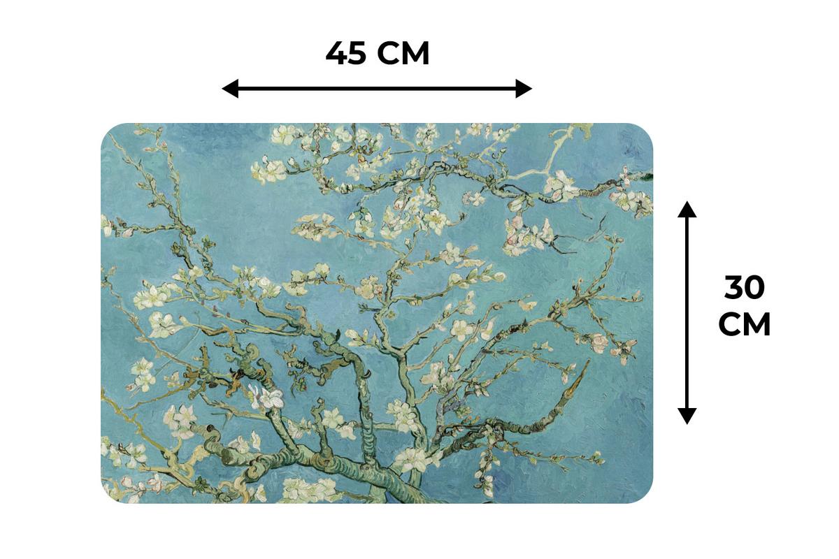 PLATZSETS 6er-Set Van Gogh - Mandelblüte - Alte Meister - Kunst - Vintage Tischunterlage 45x30 cm - Pastellblau, Kunststoff (45/30cm) - MuchoWow