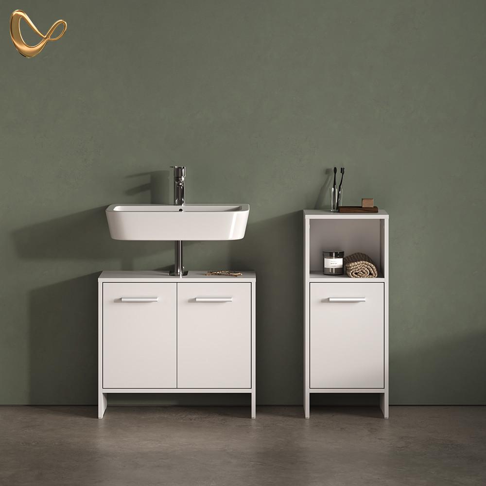 BADEZIMMERMÖBEL-SET Amalfi Weiß 2 Teile - Weiß, Holzwerkstoff (63.8/57/26.3cm) - Livinity®
