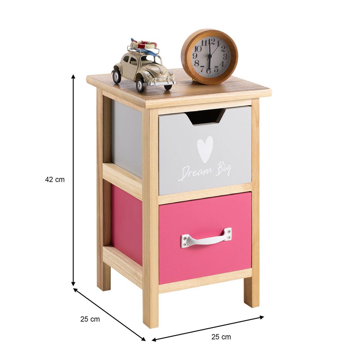 KOMMODE ESTA natur, grau/rosa - Naturfarben/Rosa, Holzwerkstoff (25/42/25cm) - CARO-Möbel