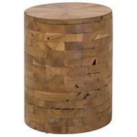 BEISTELLTISCH Teakholz braun 35 cm Brant - Hellbraun/Dunkelbraun, Holz (35/35/45cm) - Beliani
