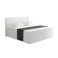 BOXBETT mit Matratze H4 und Lattenrost - VEXA - 200x200 - Weiß Kunstleder - Weiß, Holzwerkstoff/Kunststoff (200/200cm) - ALTDECOR
