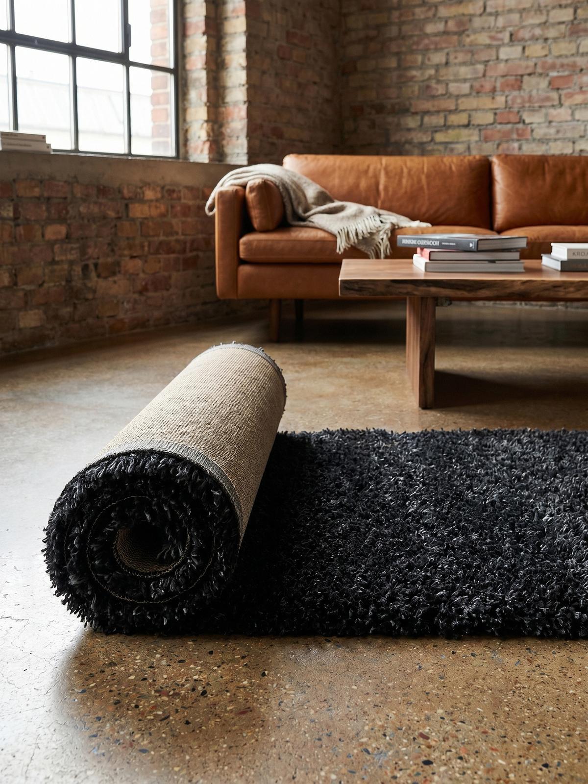 HOCHFLORTEPPICH SALZACH, einfarbig, Anthrazit, 80 x 250 cm - Anthrazit, Textil (250/80cm) - KADIMA DESIGN