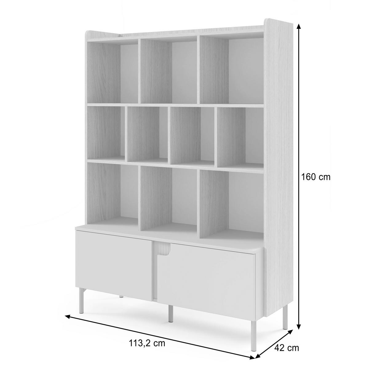 BÜCHERREGAL Positivo mit 1 Tür und 1 Schublade, 110 cm, Mavelie-Eiche + Macadamia - Eichefarben, Holzwerkstoff (113/195/42cm) - Beautysofa