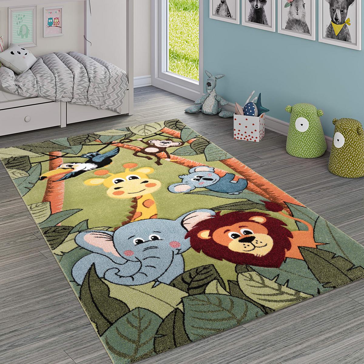KINDERTEPPICH, mit Dschungel-Motiv, Grün, 80 x 150 cm - Grün, Textil (150/80cm) - KADIMA DESIGN