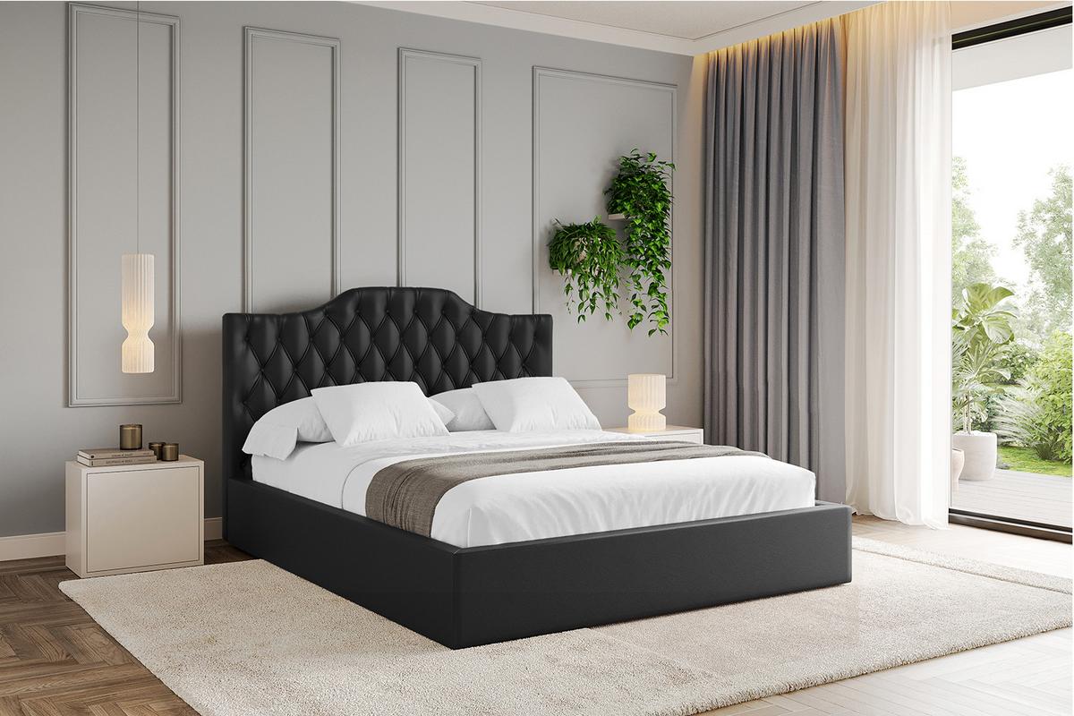POLSTERBETT mit Bettkasten und Lattenrost, Boxbett ohne Matratze - FALIO 120x200 Schwarz Kunstleder - Schwarz Hochglanz, Holzwerkstoff/Textil (120/200cm) - ALTDECOR