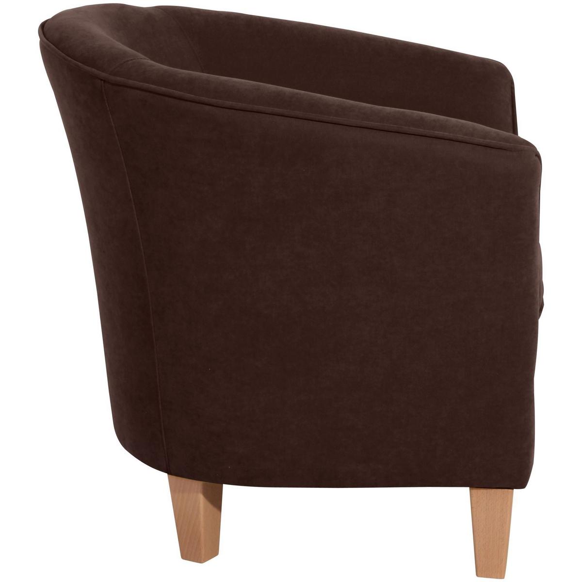 SESSEL Karine Bezug Veloursstoff Buche natur / braun - Braun, Kunststoff (70/74/70cm) - 58aufmkessel