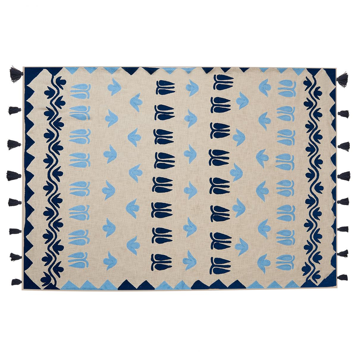 DECKE Beige Bhind 130/180 cm - Beige, Naturmaterialien/Textil (130/180cm) - Beliani