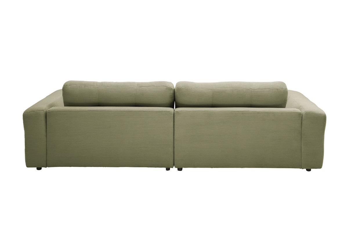 ECKSOFA MIKA Grün Cord - Schwarz/Olivgrün, Kunststoff/Textil (276/167cm) - KAWOLA