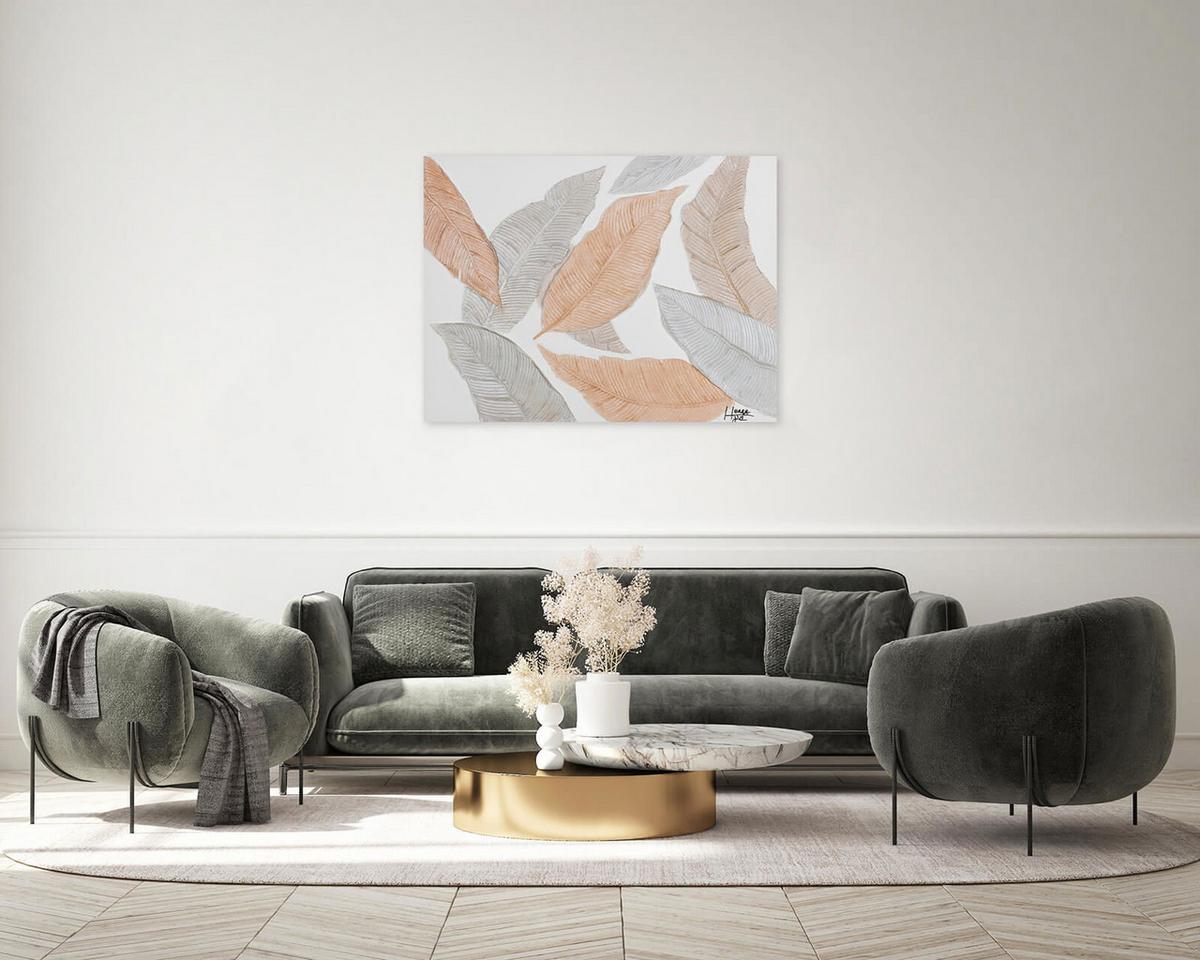 ACRYLBILD HANDGEMALT 100/75 cm - Orange/Grau, Holz/Textil (100/75cm) - KUNSTLOFT