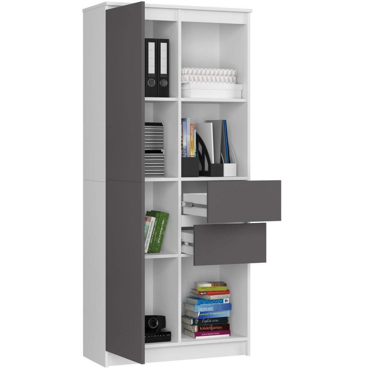 STANDREGAL Weiß, Graphit Grau 180/80/35 - Weiß, Holzwerkstoff (80/180/35cm) - RAUMHIRSCH FURNITURE